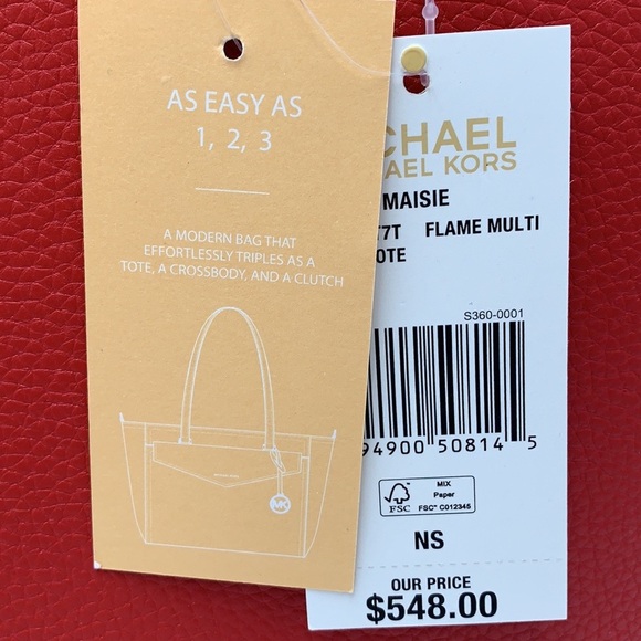 Michael Kors Maisie Large Pebbled Leather 3-in-1 Tote Bag Flame multi color - Picture 9 of 16